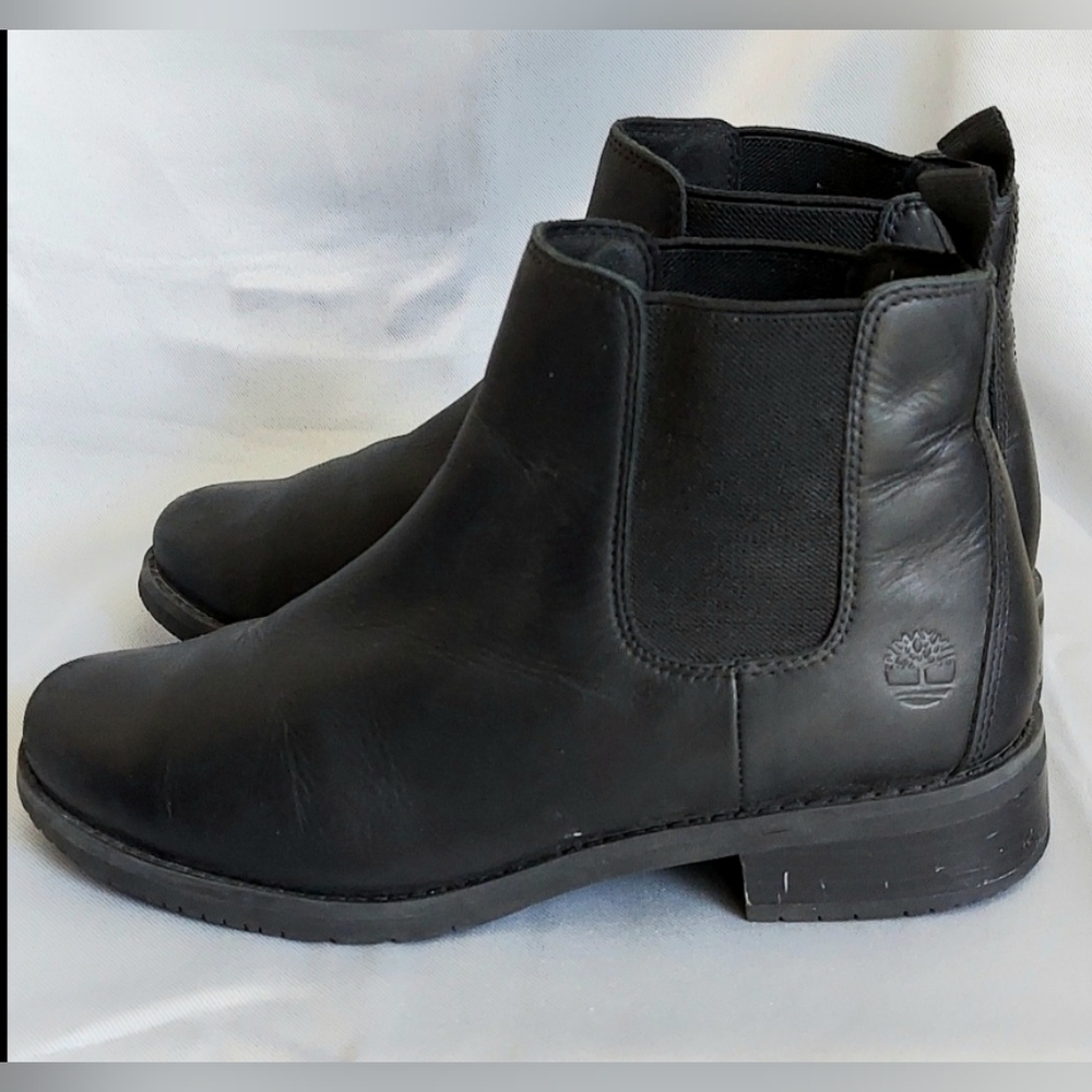 Timberland Chelsea Boots, Size 8, Black Leather, 1" Heel, Round Toe, Style A2JGG - Picture 5 of 10